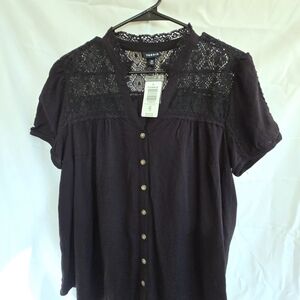 NWT - Torrid Black Lace Detail Women's Top